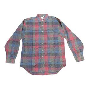 Vintage The Territory Ahead Plaid Flannel Shirt L Red Blue Mens Heavyweight